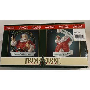 Coca-Cola Trim-A-Tree Collection 2 Santa Christmas‎ Ornament Vintage